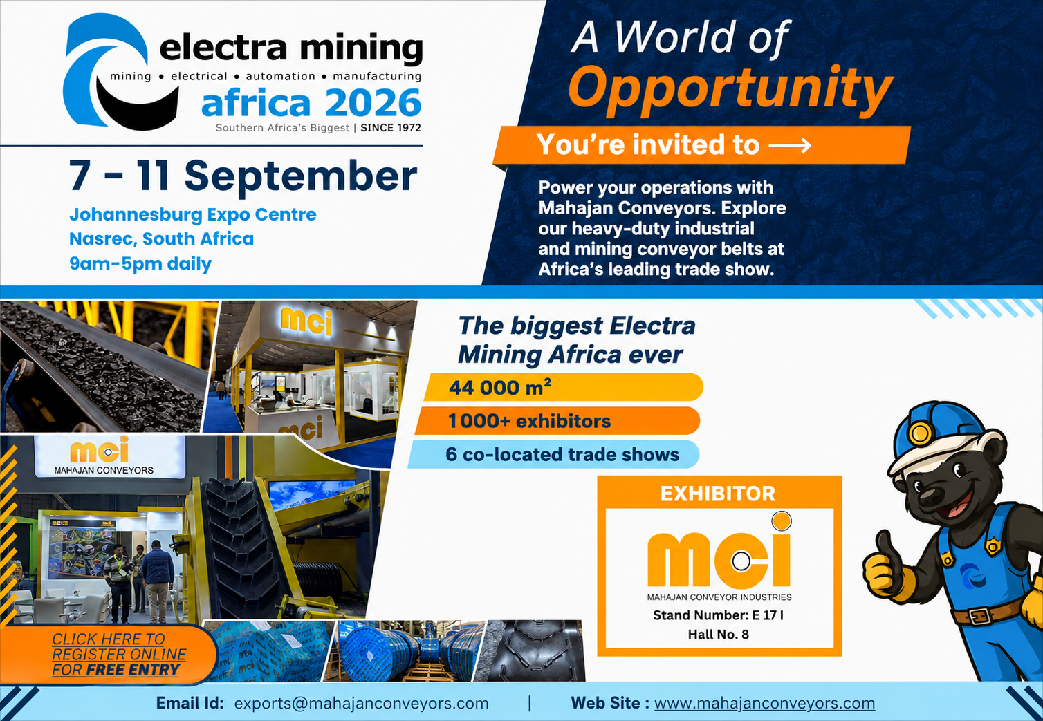 Electra Mining Africa 2026 - Mahajan Conveyors